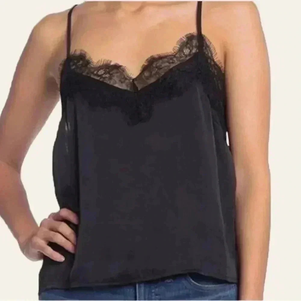 NEW LOVE, FiRE Lace-Trim Camisole Black‎ Size S